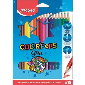   Színes ceruza készlet, háromszögletű, MAPED "Color'Peps", 18 különböző szín