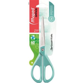   Olló, irodai, 17 cm, MAPED "Essentials Green", türkizkék