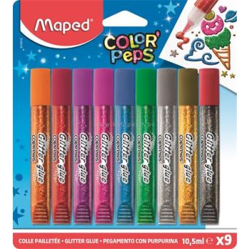   Csillámos ragasztó, MAPED "Color'Peps", 9 különböző szín 9 db/csom