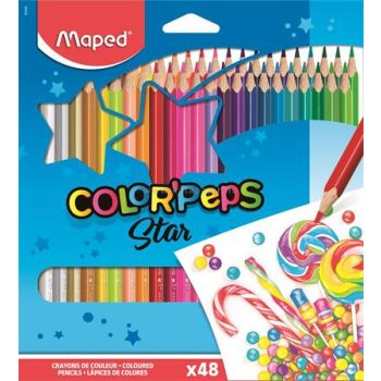   Színes ceruza készlet, háromszögletű, MAPED "Color'Peps", 48 különböző szín