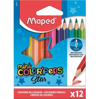   Színes ceruza készlet, háromszögletű, MAPED "Color'Peps Mini", 12 különböző szín