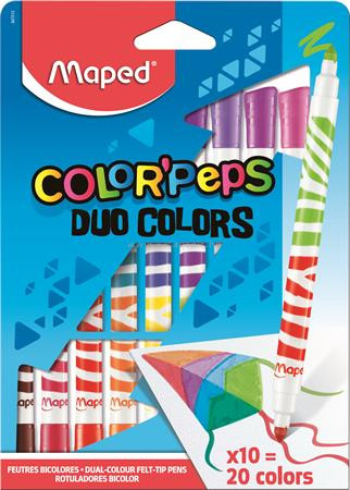 Filctoll készlet, mosható, MAPED "Color'Peps Duo", 20 különböző szín