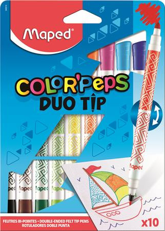 Filctoll készlet, MAPED "DuoTip", 10 különböző szín