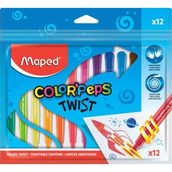   Zsírkréta, kitekerhető, MAPED "Color'Peps", 12 különböző szín