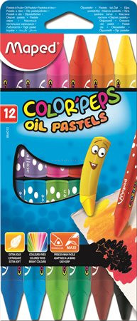 Olajpasztell kréta, MAPED "Color'Peps", 12 különböző szín