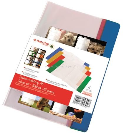Füzet- és könyvborító + füzetcímke, A5, PVC,  PANTA PLAST, 16 db/csomag