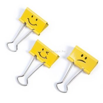   Bindercsipesz, 32 mm, "Emoji", RAPESCO, sárga, 20 db