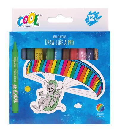 Zsírkréta, kerek, COOL BY VICTORIA, 12 különböző szín