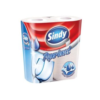   Háztartási papírtörlő, 2 rétegű, 2 tekercses, "Sindy" 2 tek/csom