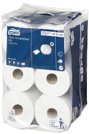 Toalettpapír, T9 rendszer, 2 rétegű, 14,9 cm átmérő, TORK " SmartOne® Mini", fehér 12 tek/karton