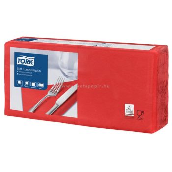   Szalvéta, 1/4 hajtogatott, 3 rétegű, 32,5x32,8 cm, Advanced, TORK "Soft Lunch", vörös 150 db/csom