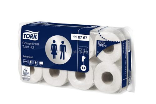 Toalettpapír, T4 rendszer, 2 rétegű, 10,3 cm átmérő, Advanced, TORK, fehér 64 tek/csom