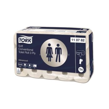   Toalettpapír, T4 rendszer, 3 rétegű, 12,5 cm átmérő, Advanced, TORK, fehér 30 tek/csom