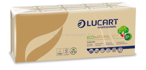 Papír zsebkendő, 4 rétegű, 10x9 db, LUCART "EcoNatural", barna 90 db/csom