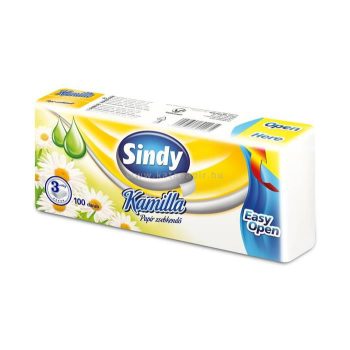   Papír zsebkendő, 3 rétegű, 100 db, "Sindy", kamilla 100 db/csom