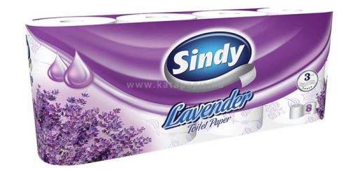 Toalettpapír, 3 rétegű, 8 tekercses, "Sindy", levendula 8 tek/csomag