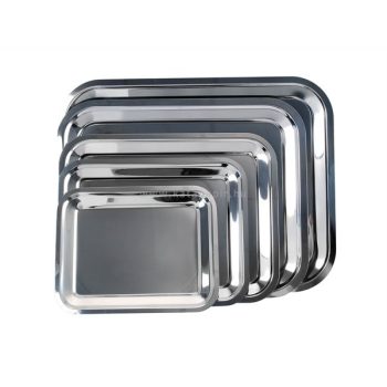   Tálca, szögletes, rozsdamentes acél, krómozott, 45x35,5cm