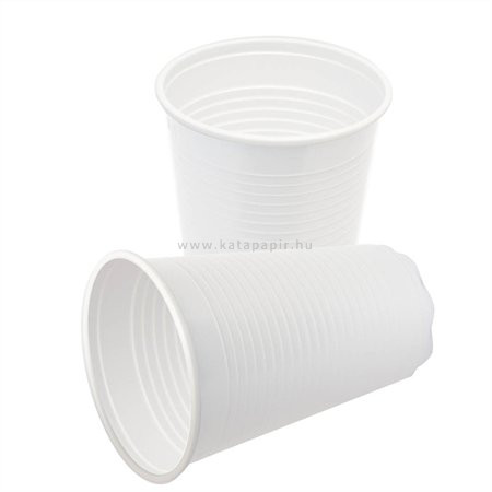 Műanyag pohár, 2 dl, fehér 100 db/csom