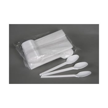   Evőkanál, műanyag, többször használatos, 17 cm, 50 db "Prima", fehér