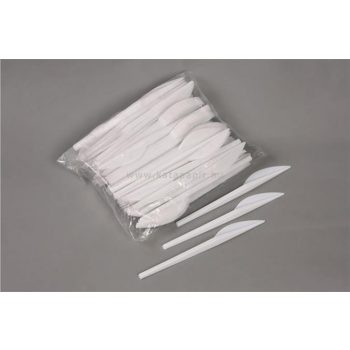   Kés, műanyag, többször használatos, 17 cm, 40 db "Prima", fehér