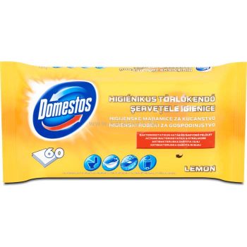   Nedves törlőkendő, 60 db, DOMESTOS "citrom" 60 lap/csom
