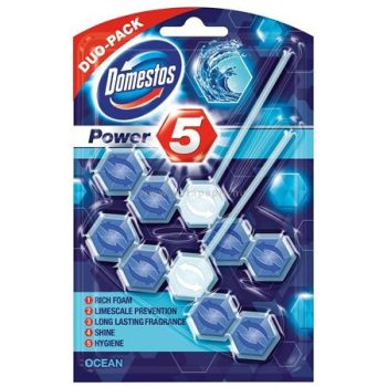   WC fertőtlenítő, 2 db-os, DOMESTOS "Power 5", óceán 2 db/csom