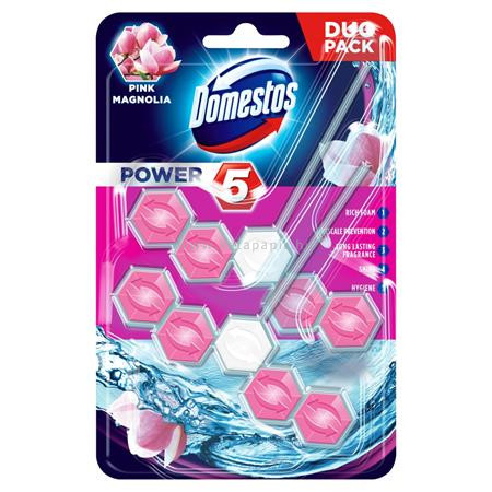 WC fertőtlenítő, 2x55 g, DOMESTOS "Power 5", pink magnólia 2 db/csom