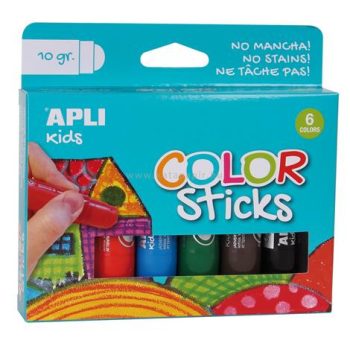   Tempera stift készlet, APLI "Kids", 6 különböző szín