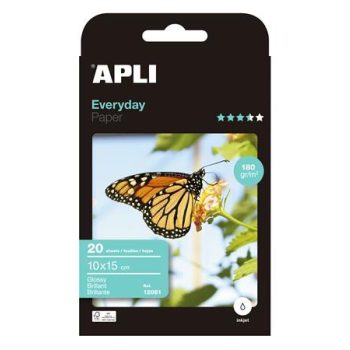   Fotópapír, tintasugaras, 10x15 cm, 180 g, fényes, APLI "Everyday", 20 lap