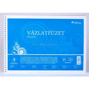 Vázlatfüzet, famentes, B5, spirál, 32 lap, VICTORIA
