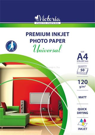 Fotópapír, tintasugaras, A4, 120 g, matt, VICTORIA "Universal" 50 lap/cs