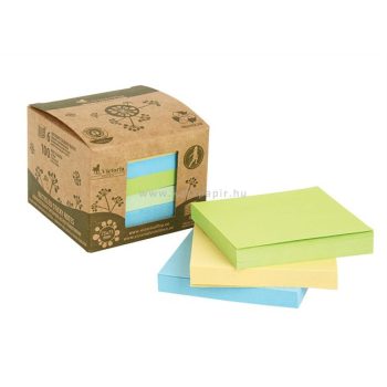   Öntapadó jegyzettömbtorony, 75x75 mm, 6x100 lap, környezetbarát, VICTORIA "Green", vegyes