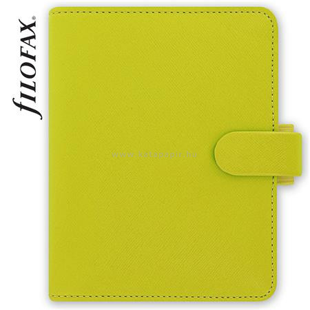 Kalendárium, gyűrűs, betétlapokkal, pocket méret, FILOFAX, "Saffiano", zöld