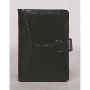   Kalendárium, gyűrűs, betétlapokkal, "L", marhabőr, SATURNUS, "212", fekete