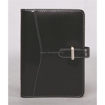   Kalendárium, gyűrűs, betétlapokkal, "L", műbőr, SATURNUS, "437", fekete