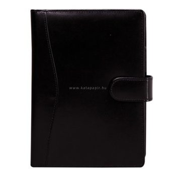   Kalendárium, gyűrűs, betétlapokkal, "M", újrahasznosított bőr, SATURNUS, "418", fekete