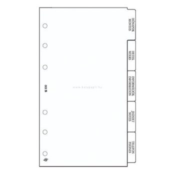   Kalendárium betét, elválasztólap, "S", SATURNUS, fehér