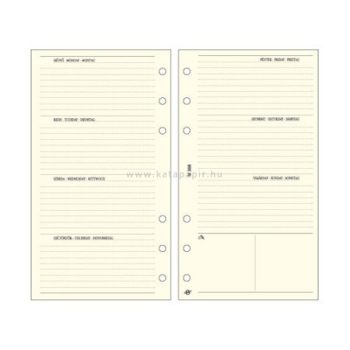   Kalendárium betét, heti tervező bianco, "S", SATURNUS, chamois