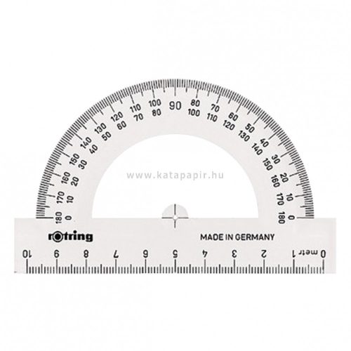 Szögmérő, műanyag, 180°, 12 cm, rOtring "Centro", víztiszta