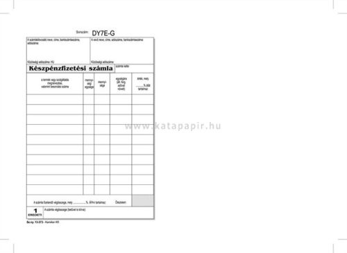 Készpénzfizetési számlatömb, egy ÁFÁs, 50x3, A5, VICTORIA, "B.13-373", 10 tömb/csomag