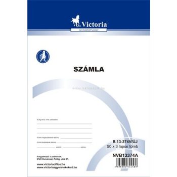   Számlatömb, egy ÁFÁ-s, 50x3, A5, VICTORIA, "B.13-374" , 10 tömb/csomag