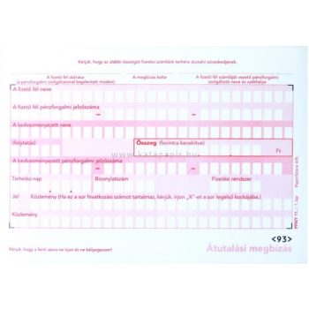 Átutalásos megbízás A/6 2pld kézi PFNY11, 500 db/csomag