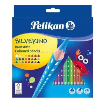 SZÍNES CERUZA, PELIKÁN, 24 DB-OS,SILVERINO