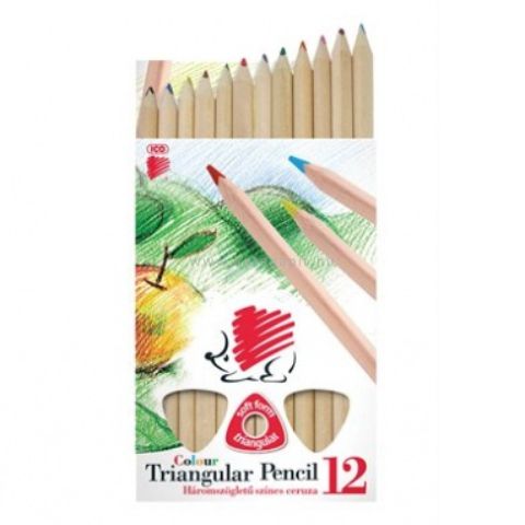 ICO Süni színes ceruza, 12 db, vastag, 3szögletű