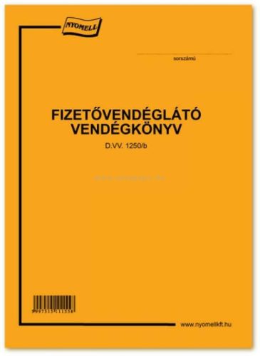 FIZETŐVENDÉGLÁTÓ VENDÉGKÖNYV, 16 OLDAL+BORÍTÓ, B/5 D.VV.1250/B