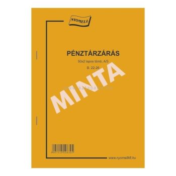   Pénztárzárás A/5, 50x2 lapos B.22-26 sorszámozott, álló