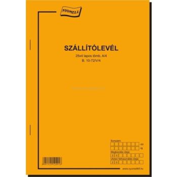 B.10-72/V/4 SZÁLLÍTÓLEVÉL, ÁLLÓ, 25*4 LAPOS, A/4