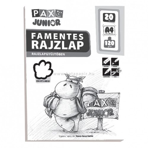 Rajzlap, famentes, 20 lap, A4, 120g, PAX "Junior", iratgyűjtőben