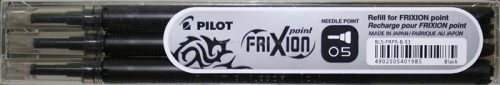 Rollertoll betét, 0,25 mm, tűhegyű, törölhető, PILOT "Frixion Point", fekete, 3 db