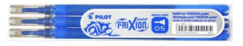 Rollertoll betét, 0,25 mm, tűhegyű, törölhető, PILOT "Frixion Point", kék, 3 db